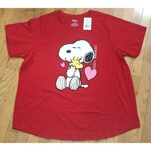 Peanuts SNOOPY hugging Woodstock with HEARTS Valentine's Day (1X) T-Shirt NWT